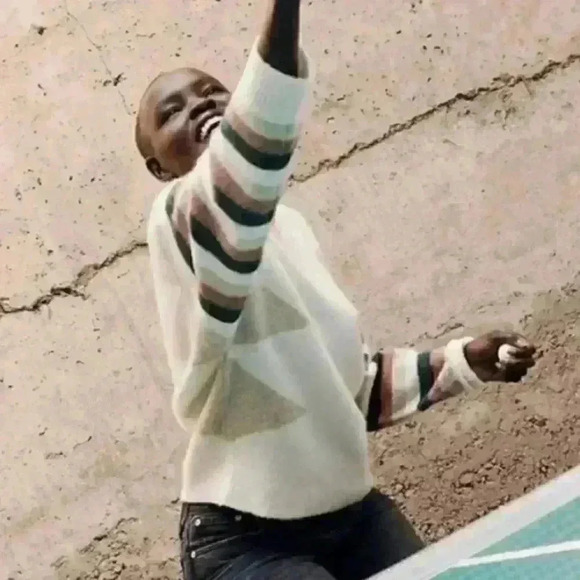 MADEWELL Stripe-Sleeve Geo
Pullover Sweater Sz S *a spot on front side* - Picture 3 of 8